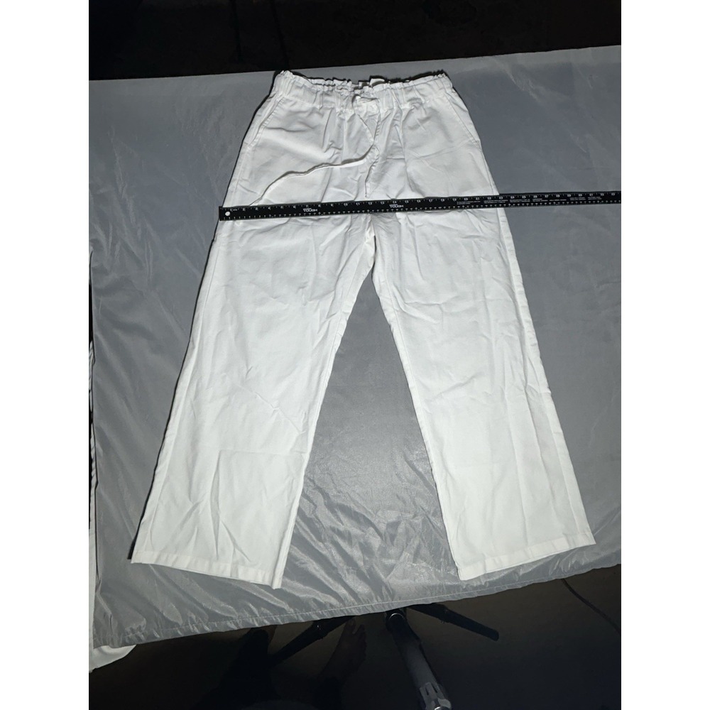 White Linen Elastic Waist Pants with Pockets Size Large - Picture 5 of 14
